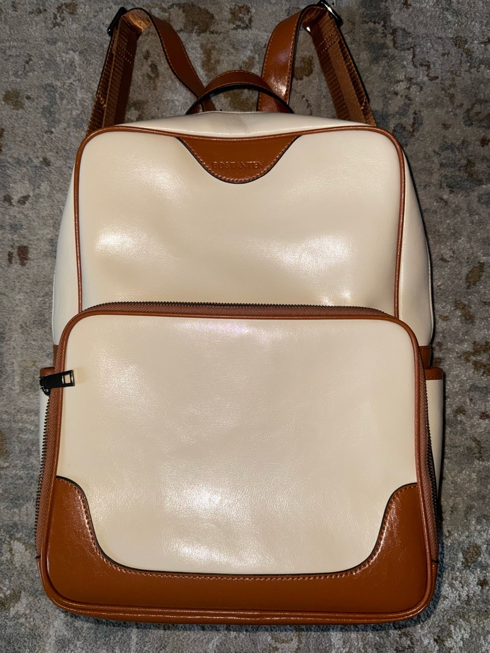 Bostaten Cream and Brown Laptop Backpack